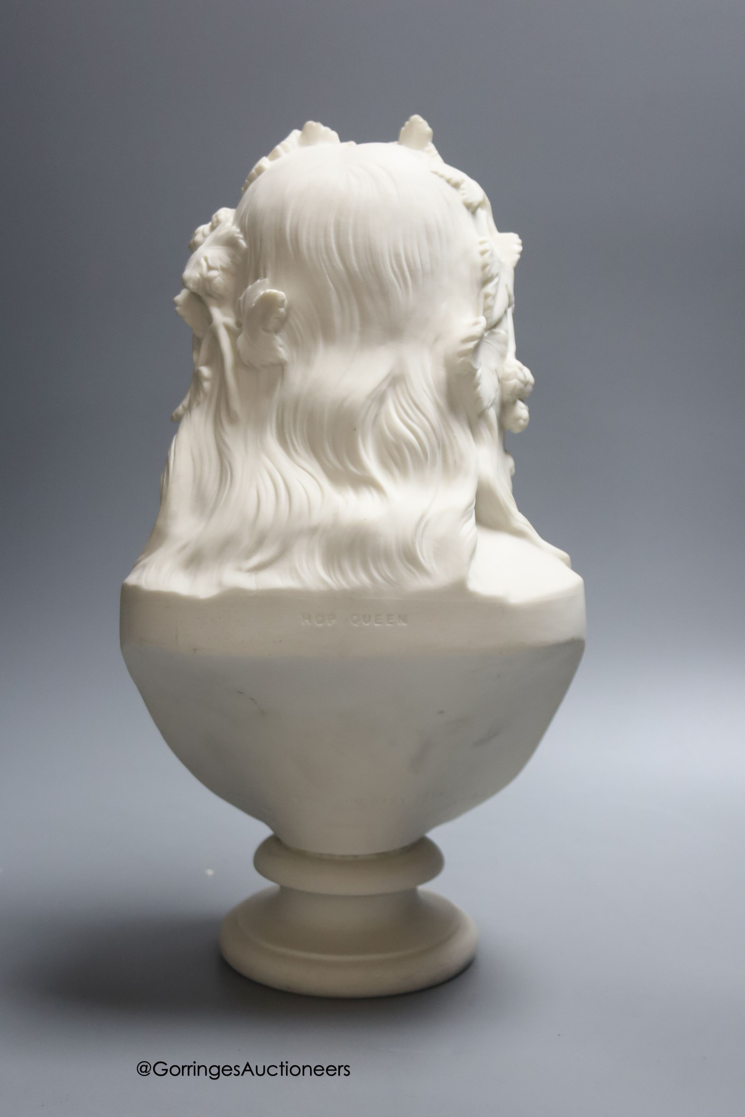 A Copeland parian ware bust 'Hop Queen' height 33cm